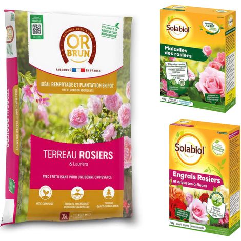 Pack Complet Rosiers : Terreau 35L + Engrais + Traitement Bio