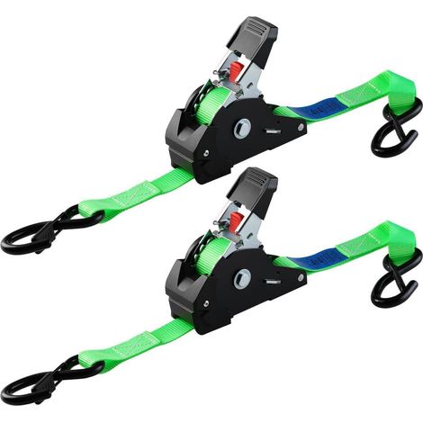 Automatik Spanngurte 2 Stück, 3m, 750kg Bruchlast, S-Haken, Grün
