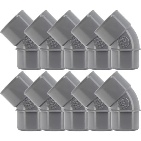 10 coudes PVC évacuation Ø40 Mâle Femelle 45° - Nicoll (1/4)