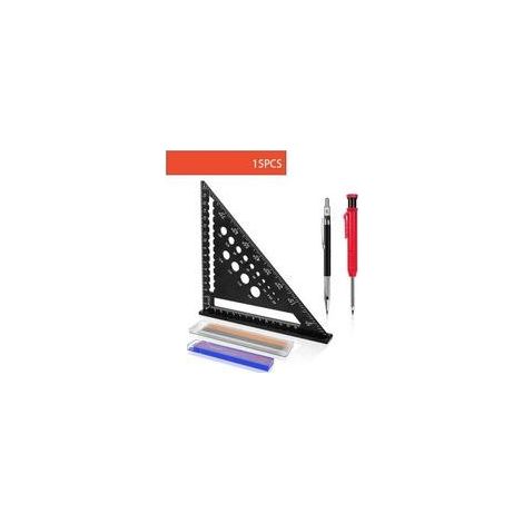 Regla triangular para carpintería, regla triangular para carpintero - Escuadra de aleación de aluminio de alta precisión, transportador de regla triangular de aleación de aluminio, herramienta de (1/5)