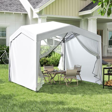 Abri Solaire et Intimité Barnum Pliant Pop-up Toile 210D 2 Moustiquaires Hauteur Réglable pour Camping Blanc (1/5)