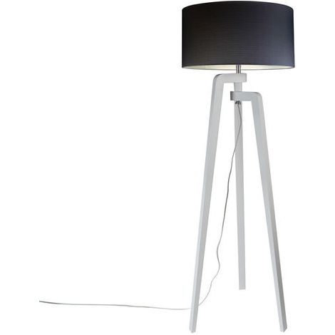 Stehleuchte Stativ weiß mit Lampenschirm 50 cm schwarz - Puros (1/5)