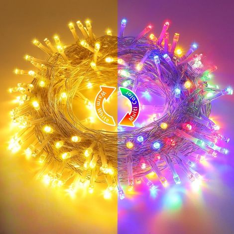 20M Guirlande Lumineuse de Noël, 200 LED Lumières de Noël Intérieur et Extérieure Électrique USB avec télécommande  Etanche Guirlande Décorative pour Maison Sapin Fenêtre Fête, Blanc Chaud/Multicolore