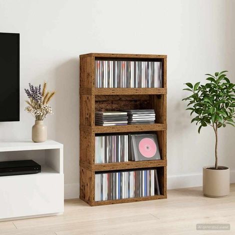 vidaXL Rack de rangement pour CD 4 pc Bois ancien 40 x 17 x 17 cm (1/5)