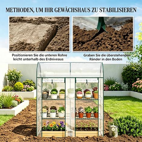 Serre de balcon 3 étages, abri de jardin avec housse PVC et armature en acier, serre portable pour plantes, extérieur, robuste et stable (1/5)