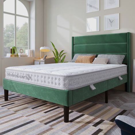 Matelas orthopédique 7 zones 140x200 cm mousse froide 15cm support 280kg certifié OEKO-TEX pour lit double allergiques, blanc (1/5)