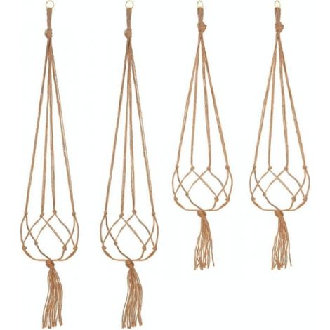 Set mit 4 Makramee-Pflanzenhängern aus Seil, Topfhalter, Hängepflanzen