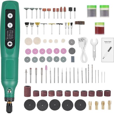 Graveur Électrique - 5 Vitesses Réglables 3000 à 15000 Tr/Min - Alimentation USB - 173 Accessoires - Pour Graveur, Ponçage, Perçage, Polissage - 1 Pièce (1/5)