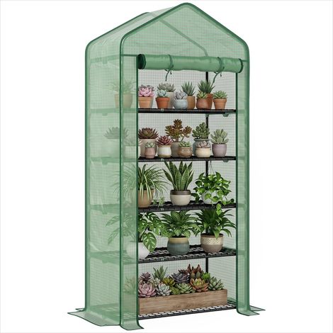 Serre de jardin 5 tablettes avec porte zippée 90 x 49 x 193 cm (1/5)