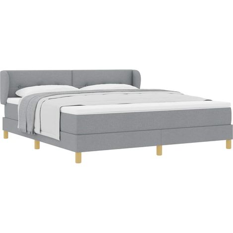 Lit double,Lit adulte,Lit à ressorts avec matelas Gris clair 180 x 200 cm tissu (1/5)