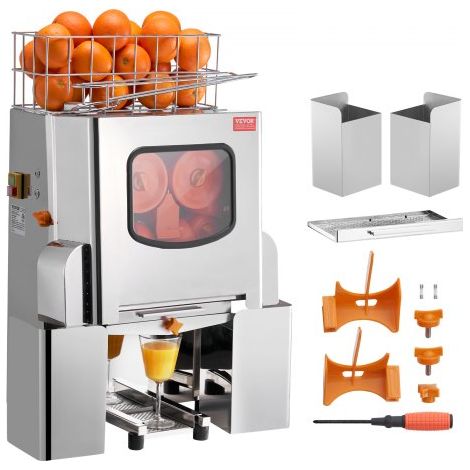 Presse-Agrumes Électrique Commercial 120 W Extracteur de Jus d'Orange Alimentation Automatique avec Filtre Extractible et Seau de Collecte d'Épluchure pour Pamplemousse Restaurant Café Fruiterie (1/4)