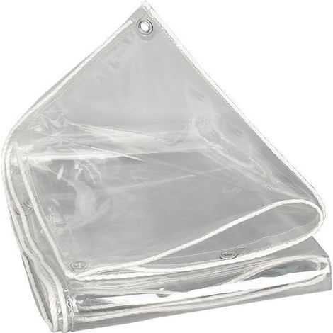 Bâche transparente extérieure avec œillets, en PVC transparent, imperméable, indéchirable et coupe-vent, idéale pour les serres et les plantes (1,2 m x 3 m). (1/5)