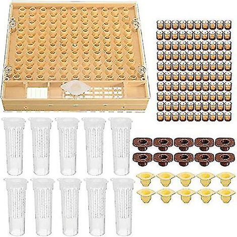 Kit apicole complet : 100 godets, outils pour apiculteurs, système d'élevage de reines, cage de capture, apiculteur. (1/4)