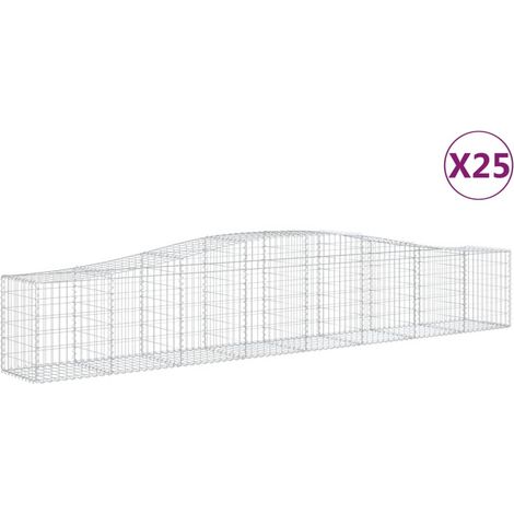 Paniers à gabions arqués 25 pcs  Mur en gabion 400x50x60/80 cm Fer galvanisé