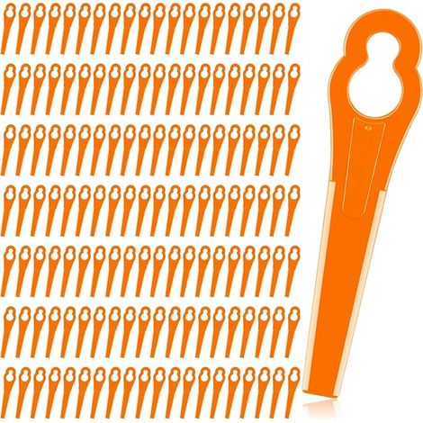 Lot de 150 lames de rechange en plastique pour tondeuse à gazon, tonte d'herbe, lames en nylon, accessoires compatibles avec Polycut 2-2 (orange) (1/5)