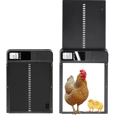 Porte automatique de poulailler de luxe pour animaux de compagnie, ouvre-porte de poulailler en aluminium résistant aux intempéries avec minuterie, portes de poulet autobloquantes résistantes aux préd (1/5)
