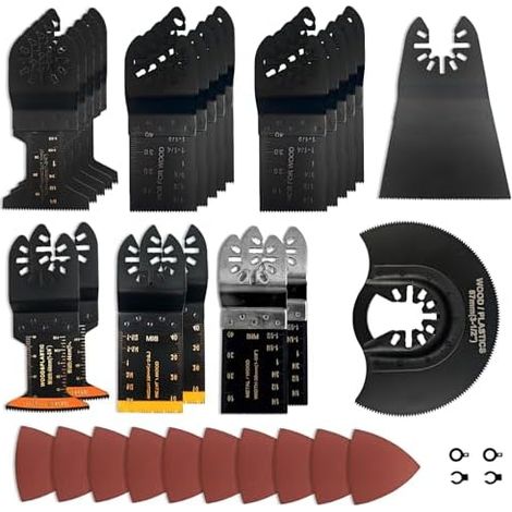 Lame Scie Oscillante, 37 Pcs Outil Multifonction Accessoires pour Plastique, Bois, Métal - (1/5)