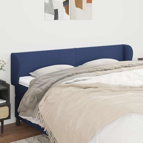 Tête de lit avec oreilles Bleu 183x23x78/88 cm Tissu (1/5)