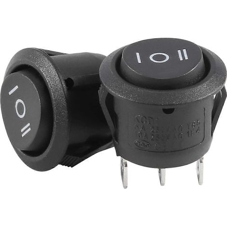 x 6 A/250 V CA 10 A/125 V CA Interrupteur à bascule rond à 3 positions SPDT ON/OFF/ON (2 x 3 broches) (1/2)
