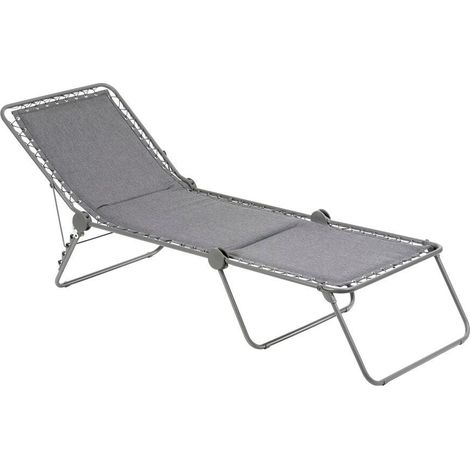 Bain De Soleil - Transat Piscine et Jardin - Chaise Longue Pliant Matelassé - Siesta L - Lightcomfort® - Gris Ombre - Lafuma Mobilier