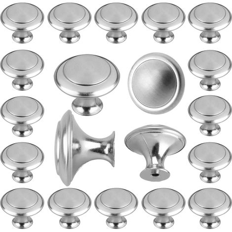 Lot de 10 boutons de meuble, boutons de tiroir en nickel satiné brossé, style moderne avec barre en T (1/5)