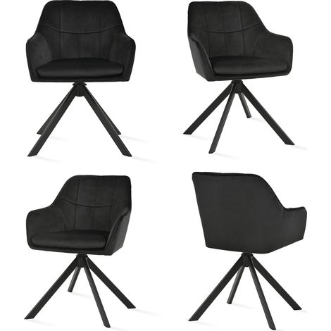 Goeurvant Moderner Esszimmerstühle mit dicker Doppelsitzpolsterung, breiter Rückenlehne und ergonomischen Armlehnen - 4er Set - Schwarz