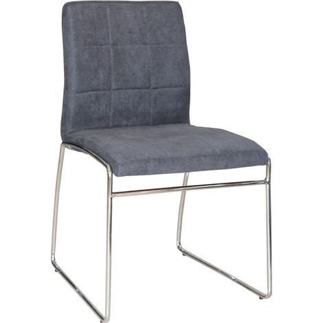 Stuhl TOBI Design in Chrom und Stoff in Grau - 2er Set (1/5)