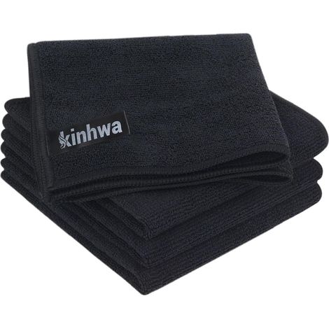 Mikrofasertücher 4er Set Schwarz Super saugfähig 30x30cm waschbar (1/5)
