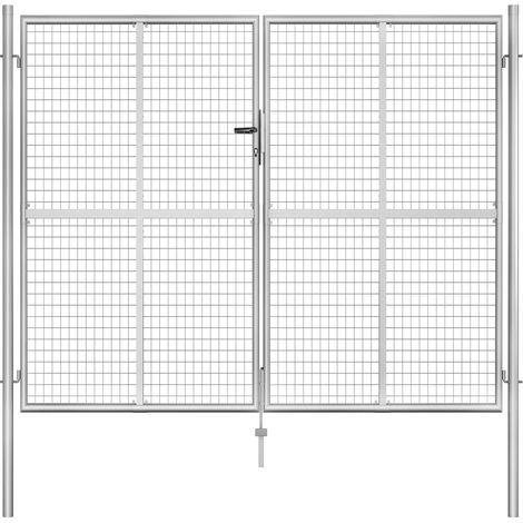 vidaXL Cancello da giardino in acciaio zincato 306x200 cm argento