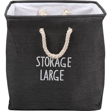 Panier À Linge Pliable En Jute Avec Poignées Pour Rangement Jouets Et Vêtements Maison Noir 1 Pièce (1/5)