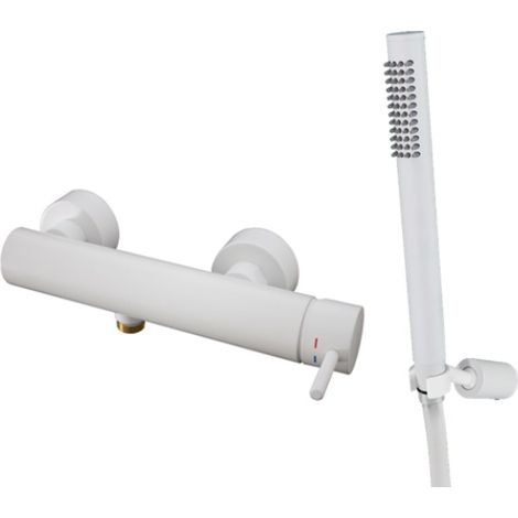 Paffoni Light Serie Außenbrausebatterie mit Handbrause in Mattweiß LIG168DBO  Messing - Opak Weiß