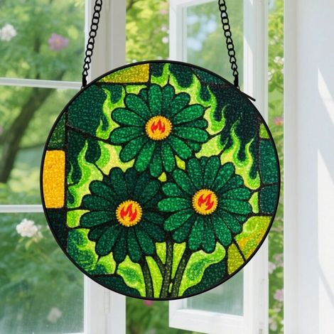12.5cm Suspension florale en vitrail – Attrape-soleil décoratif pour porte, jardin ou intérieur – Idéal pour anniversaires et fête des Mères – Cadeau pour parents, amis, grands-mères et proches (1/5)