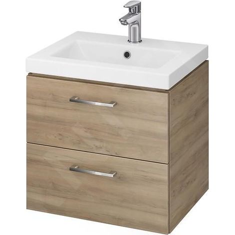 Cersanit Lara - Meuble-lavabo, 46x49x40 cm, 2 tiroirs, noyer S926-004-DSM (1/2)