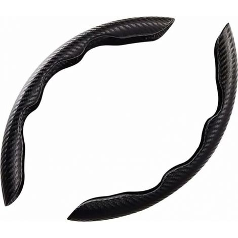 Black Car Steering Wheel Cover, 2 Pack Universal Carbon Fiber Steering Wheel Covers, Interior Accessory, Ultra Light, for Most Cars