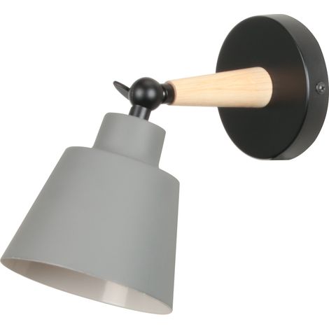 Modern Wood Wall Lamp Minimalist Wall Sconce Nordic Retro Wall Lights For Bedroom Bedside Hallway Cafe Office Corridor E27 Grey