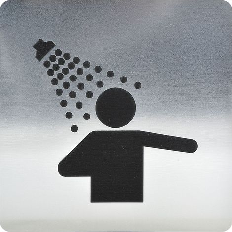 WC Symbol Duschraum selbstklebend, 100 x 100 mm, Kunststoff Edelstahl-Effekt