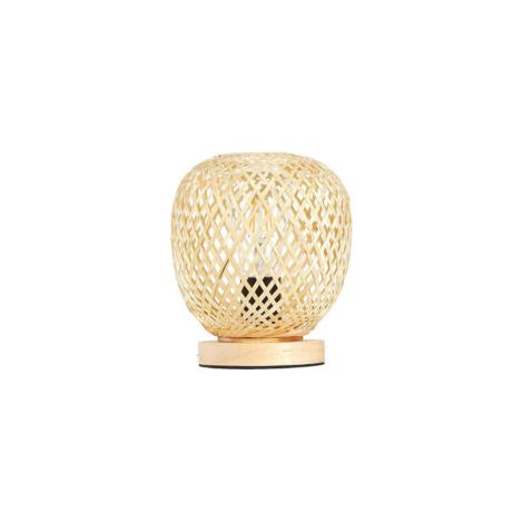 Lampe de bureau bohème E27, lampe de chevet en bambou et bois, lampe de bureau d'intérieur à intensité variable avec câble de 1,8 m, lampe de lecture pour chambre, salon, bureau, bar (sans ampoule) [N