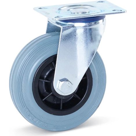 Roulette pivotante - MESO - Caoutchouc gris - 125mm - Platine - Sans trace - 120kg