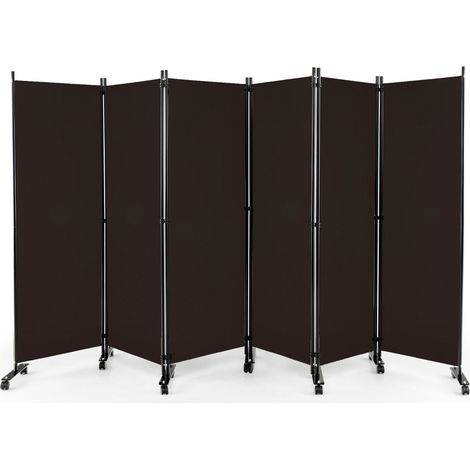 Paravento pieghevole 334,5 x 30 x 172 cm protezione privacy e decorazione moderna poliestere marrone 200013046