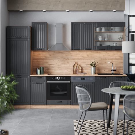 Mueble de cocina Fame-Line, Gris oscuro, 300 cm sin encimera, Vicco (1/5)