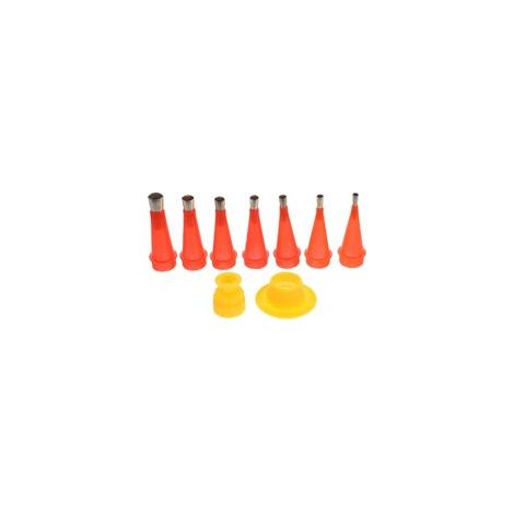 Kit D’Outils de Calfeutrage 9 Pièces en Acier Inoxydable et Silicone Embouts Universels Rigides et Souples Base et Protection Anti-Colmatage pour Finition de Joints en (1/5)