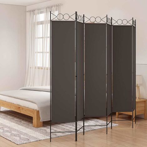 Paravent séparateur de pièce 6 panneaux pliable en tissu marron 240 x 200 cm - PANGIVO (1/5)