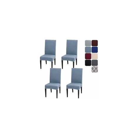 Housse de Chaise Extensible Lot de 4, Couverture Protecteur de Chaise Salle a Manger Universel Amovible Lavable Moderne Durable pour Maison Hotel Restaurant Fete Banquet Cuisine Decoration,bleu Clair (1/5)