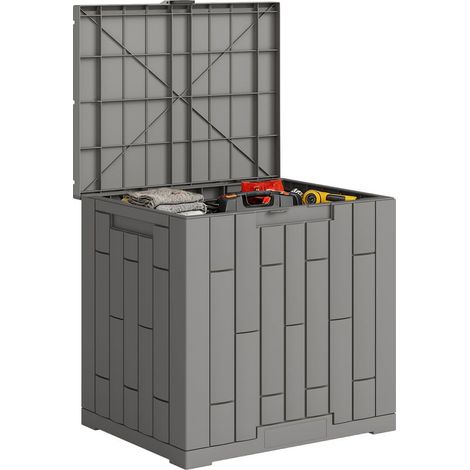 Wasserdichte und UV-beständige Gartenbox aus Kunstharz, 114 Liter, mit Schlüsselschloss, 56 x 44 x 54 cm, grau (1/5)