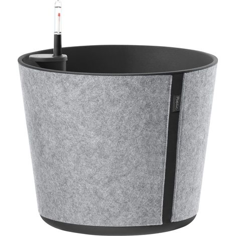 Poétic – Pot rond CASA SLEEVE – Gris (Ash), Ø 26,2 cm, plastique et non-tissé, avec système d'arrosage Aqua Comfort (1/5)
