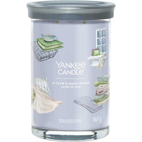 YANKEE CANDLE SIGNATURE BOUGIE PARFUMÉE GRANDE BOUGIE TUMBLER AVEC LONGUE DURÉE DE COMBUSTION « A CALM & QUIET PLACE » MÉLAN