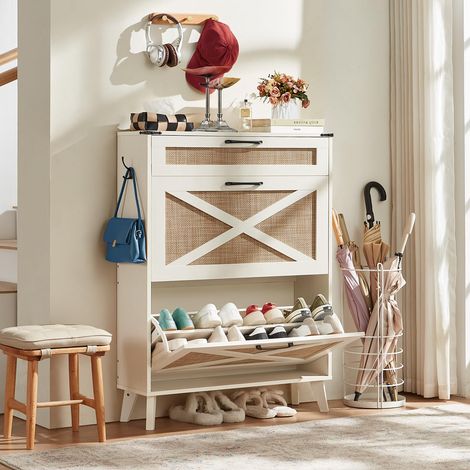 Meuble à chaussures en bambou Blanc (1/5)