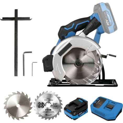 Irovami Scie circulaire 20V 4Ah – 4300tr/min, 2 lames 165mm – Idéal pour bois, bricolage, chantier (1/5)
