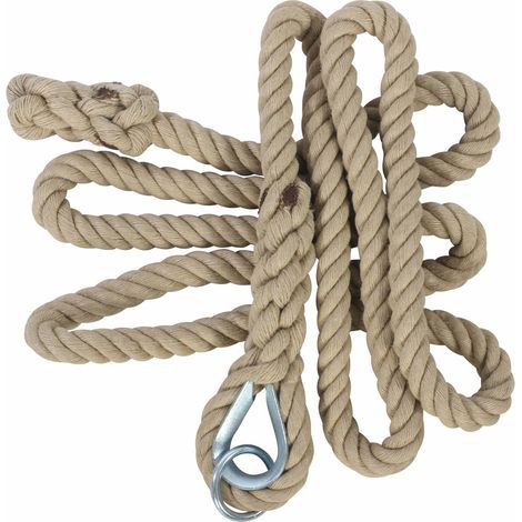 Corde lisse 4 m. en chanvre naturel pour portique de balançoire de 4,3 m. fabriquée en France (1/2)