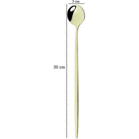 Ensemble de 4 cuillères à glace, dessert et thé en acier inoxydable à manche long (20 cm), cuillères à café colorées, couverts de table, ustensiles de cuisine GMVchampagne (1/5)